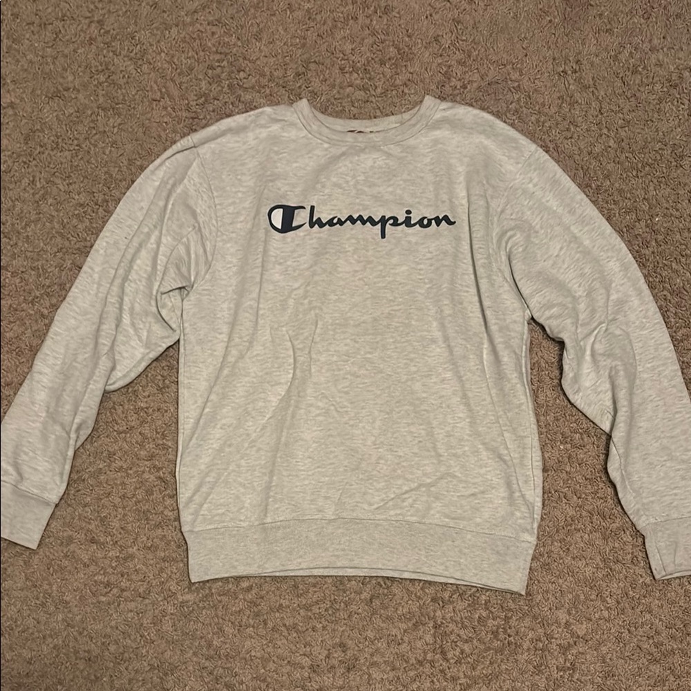 Champion White and Black Crewneck Sweater